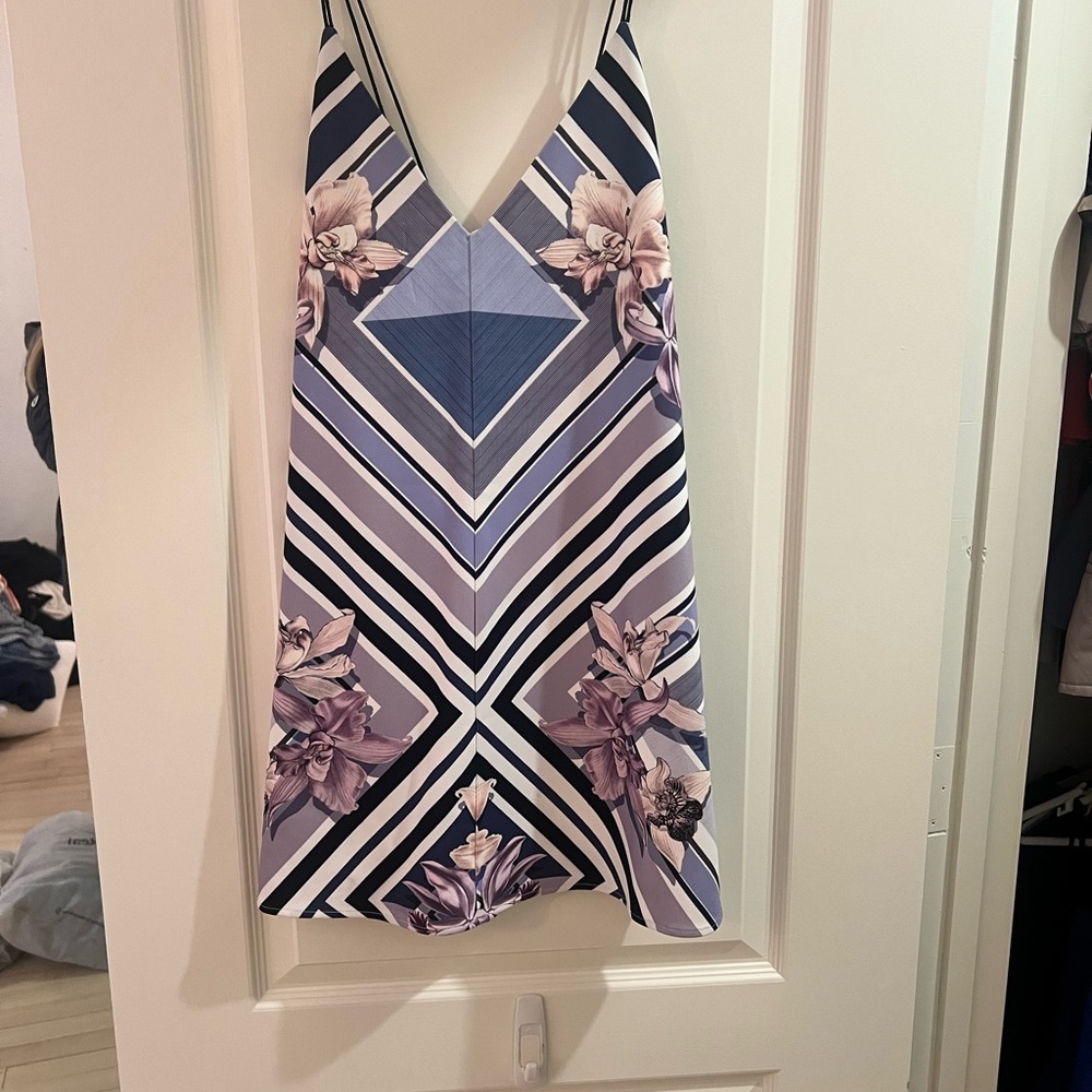 Floral Geometric Striped Dress